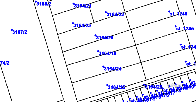 Parcela st. 3164/18 v KÚ Aš, Katastrální mapa