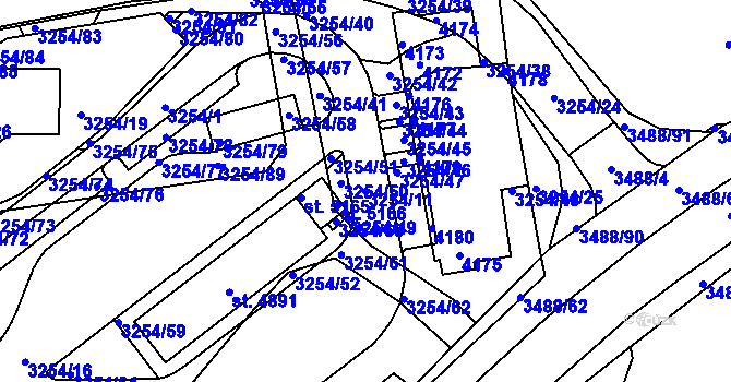Parcela st. 3254/11 v KÚ Aš, Katastrální mapa