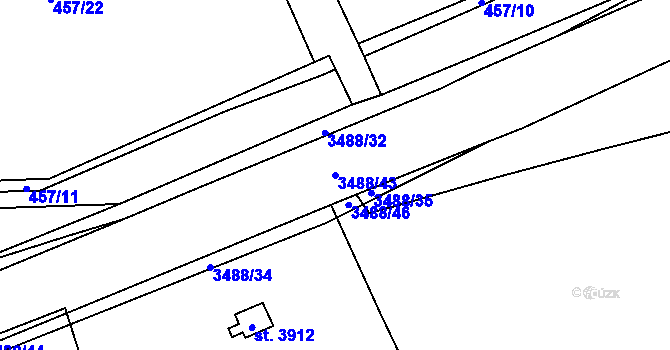Parcela st. 3488/43 v KÚ Aš, Katastrální mapa