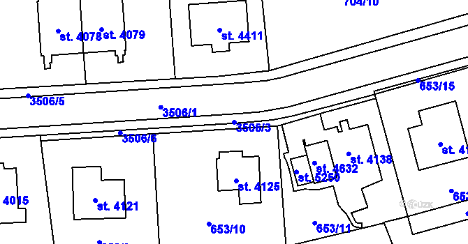 Parcela st. 3506/3 v KÚ Aš, Katastrální mapa