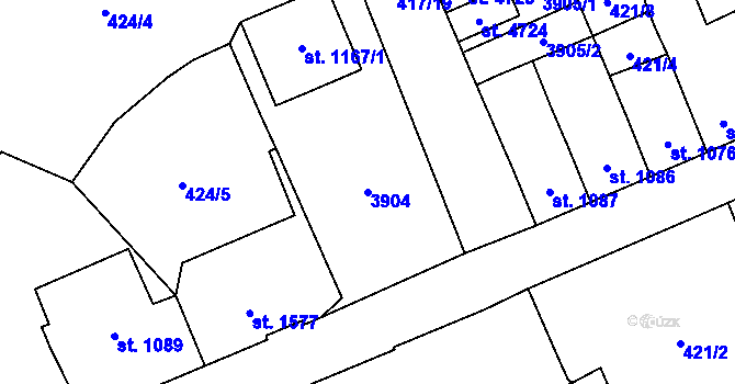 Parcela st. 3904 v KÚ Aš, Katastrální mapa