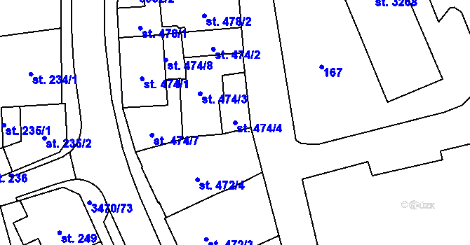 Parcela st. 474/4 v KÚ Aš, Katastrální mapa