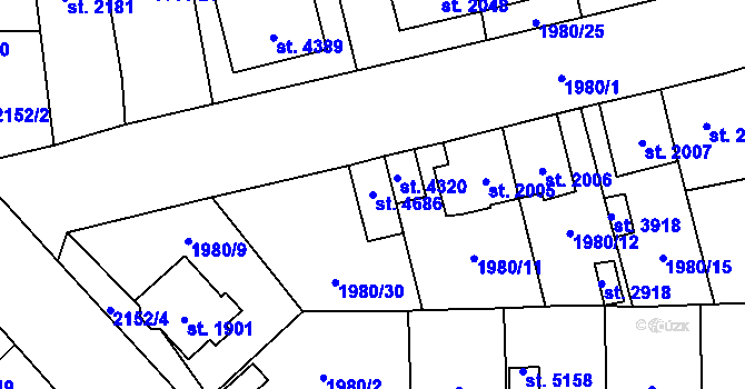 Parcela st. 4686 v KÚ Aš, Katastrální mapa
