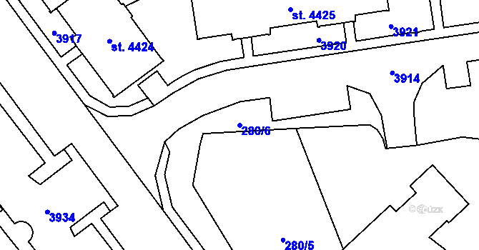 Parcela st. 280/6 v KÚ Aš, Katastrální mapa