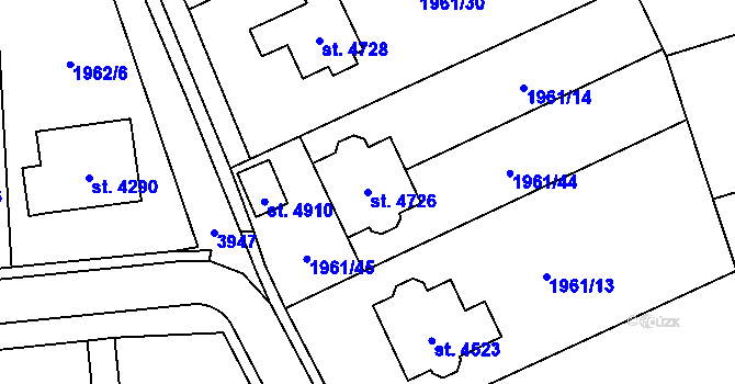 Parcela st. 4726 v KÚ Aš, Katastrální mapa