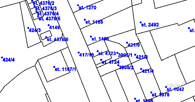 Parcela st. 4723 v KÚ Aš, Katastrální mapa
