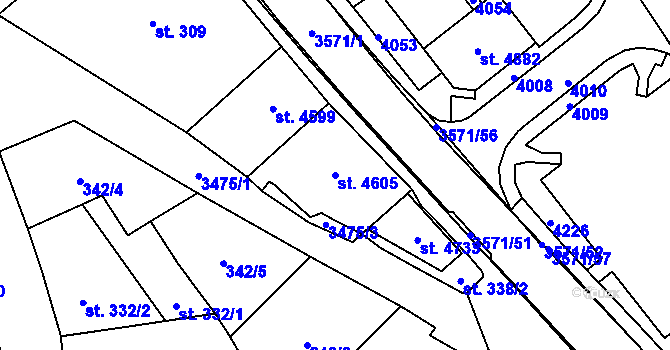 Parcela st. 4605 v KÚ Aš, Katastrální mapa