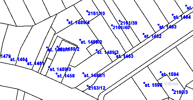 Parcela st. 1489/3 v KÚ Aš, Katastrální mapa