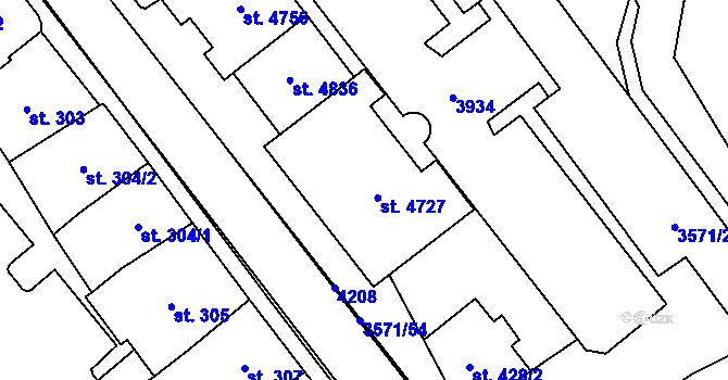 Parcela st. 4727 v KÚ Aš, Katastrální mapa