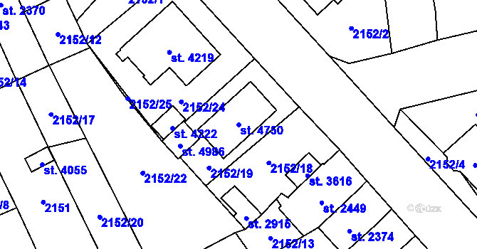 Parcela st. 4750 v KÚ Aš, Katastrální mapa
