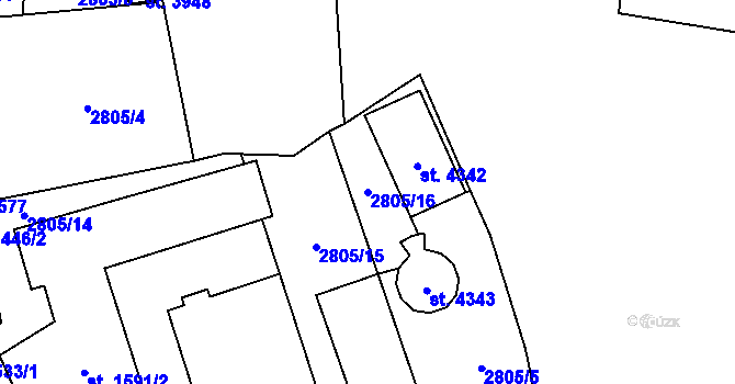 Parcela st. 2805/16 v KÚ Aš, Katastrální mapa