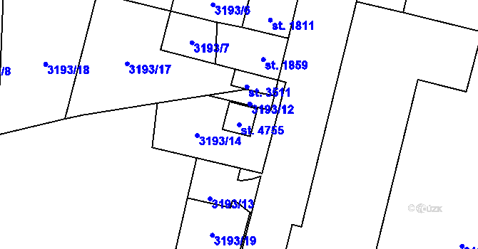 Parcela st. 4755 v KÚ Aš, Katastrální mapa