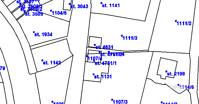 Parcela st. 4751/2 v KÚ Aš, Katastrální mapa
