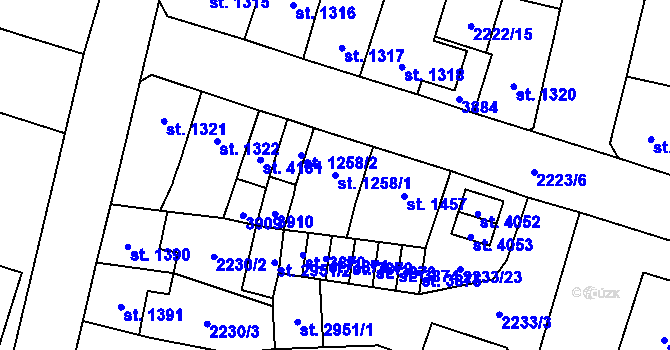 Parcela st. 1258/1 v KÚ Aš, Katastrální mapa