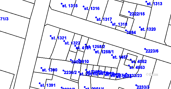Parcela st. 1258/2 v KÚ Aš, Katastrální mapa