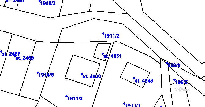 Parcela st. 4831 v KÚ Aš, Katastrální mapa