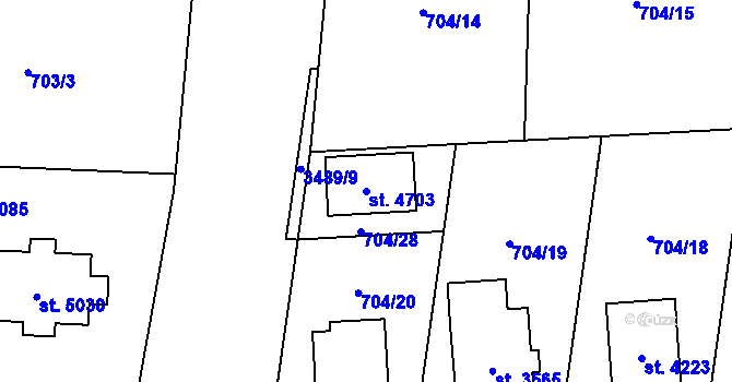 Parcela st. 4703 v KÚ Aš, Katastrální mapa