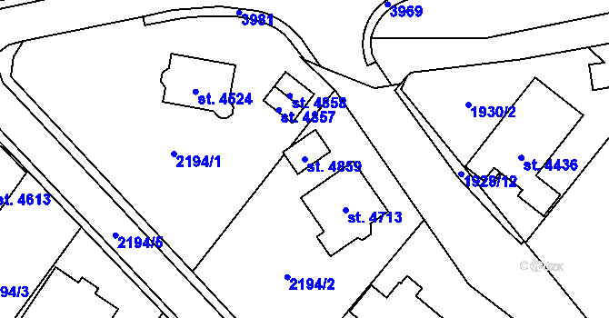 Parcela st. 4859 v KÚ Aš, Katastrální mapa