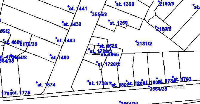 Parcela st. 4865 v KÚ Aš, Katastrální mapa