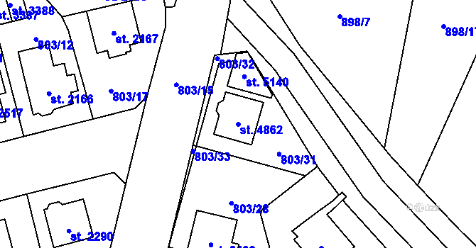Parcela st. 4862 v KÚ Aš, Katastrální mapa