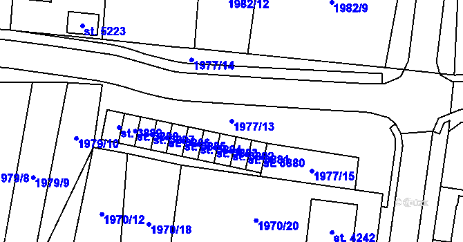 Parcela st. 1977/13 v KÚ Aš, Katastrální mapa