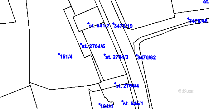 Parcela st. 2764/3 v KÚ Aš, Katastrální mapa
