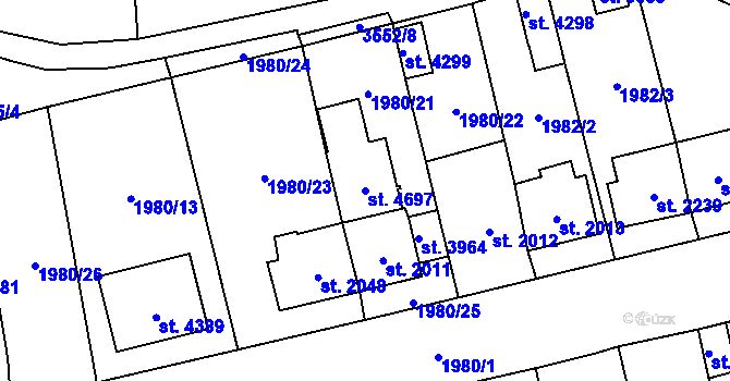 Parcela st. 4697 v KÚ Aš, Katastrální mapa