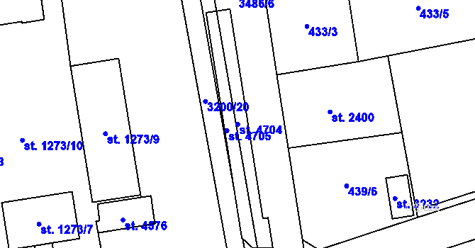 Parcela st. 4704 v KÚ Aš, Katastrální mapa
