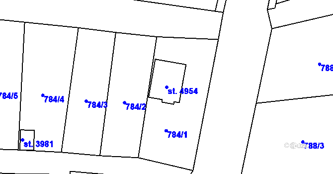Parcela st. 4954 v KÚ Aš, Katastrální mapa