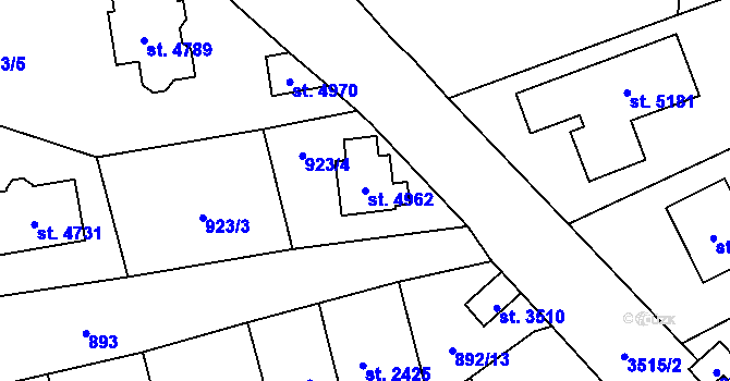 Parcela st. 4962 v KÚ Aš, Katastrální mapa