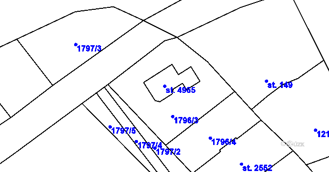 Parcela st. 4965 v KÚ Aš, Katastrální mapa