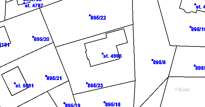 Parcela st. 4966 v KÚ Aš, Katastrální mapa