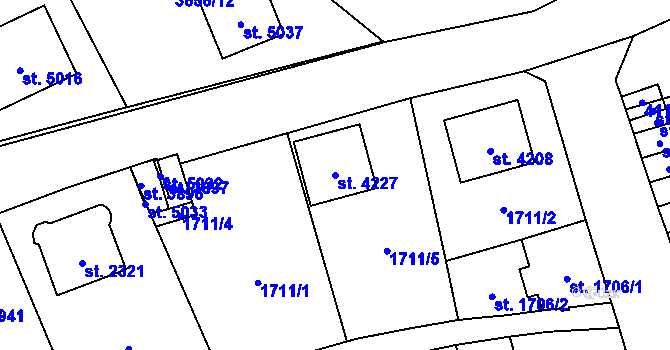 Parcela st. 4227 v KÚ Aš, Katastrální mapa