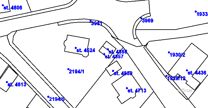 Parcela st. 4857 v KÚ Aš, Katastrální mapa