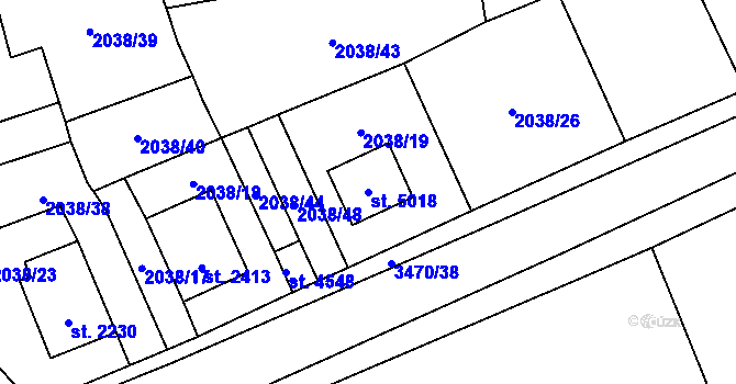 Parcela st. 5018 v KÚ Aš, Katastrální mapa