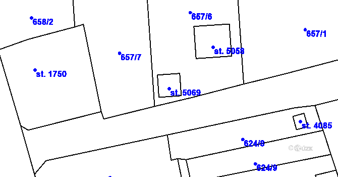 Parcela st. 5069 v KÚ Aš, Katastrální mapa