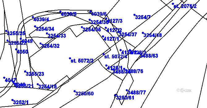 Parcela st. 5072/4 v KÚ Aš, Katastrální mapa