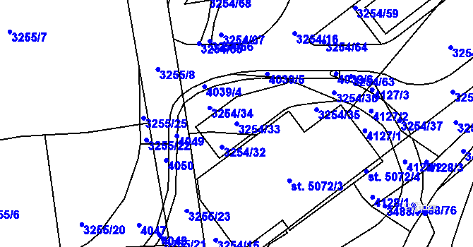 Parcela st. 3254/33 v KÚ Aš, Katastrální mapa