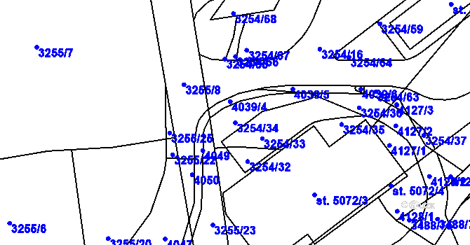 Parcela st. 3254/34 v KÚ Aš, Katastrální mapa