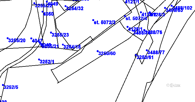 Parcela st. 3250/60 v KÚ Aš, Katastrální mapa