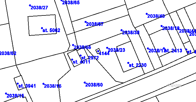 Parcela st. 4144 v KÚ Aš, Katastrální mapa