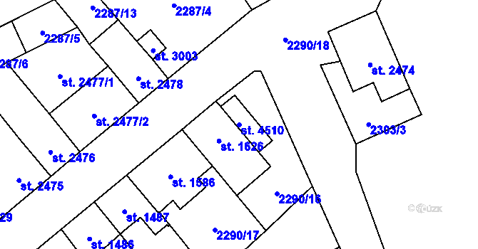 Parcela st. 4510 v KÚ Aš, Katastrální mapa