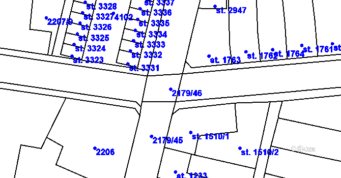 Parcela st. 2179/46 v KÚ Aš, Katastrální mapa