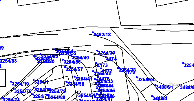 Parcela st. 3254/39 v KÚ Aš, Katastrální mapa