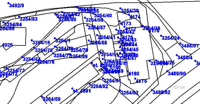 Parcela st. 3254/51 v KÚ Aš, Katastrální mapa