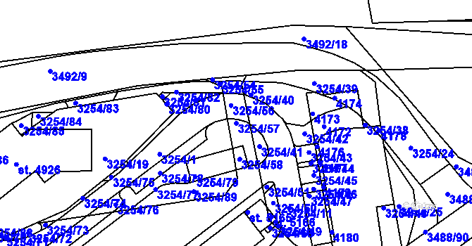 Parcela st. 3254/57 v KÚ Aš, Katastrální mapa