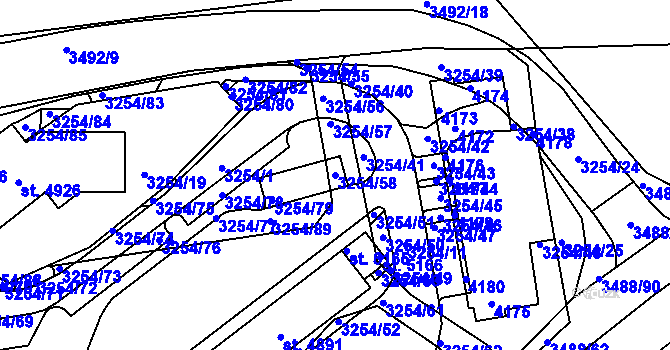 Parcela st. 3254/58 v KÚ Aš, Katastrální mapa
