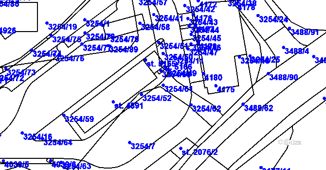 Parcela st. 3254/61 v KÚ Aš, Katastrální mapa