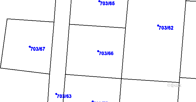 Parcela st. 703/66 v KÚ Aš, Katastrální mapa