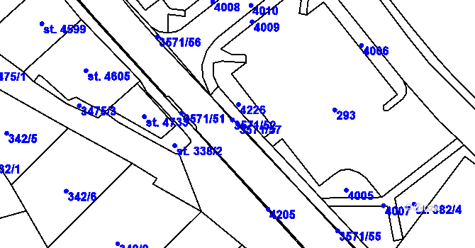 Parcela st. 3571/57 v KÚ Aš, Katastrální mapa